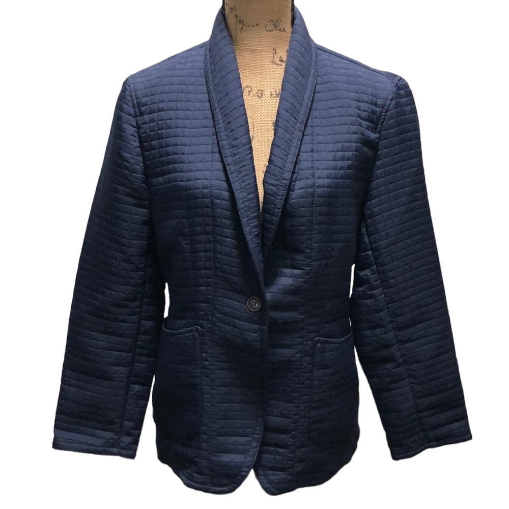 {Harve Benard} Blue Pocketed Button Front Closure Blazer